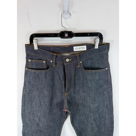 Gustin Selvedge Denim Straight Leg Jeans Dark Wash Fits Size 32 Excellent NWOT - Picture 11 of 16